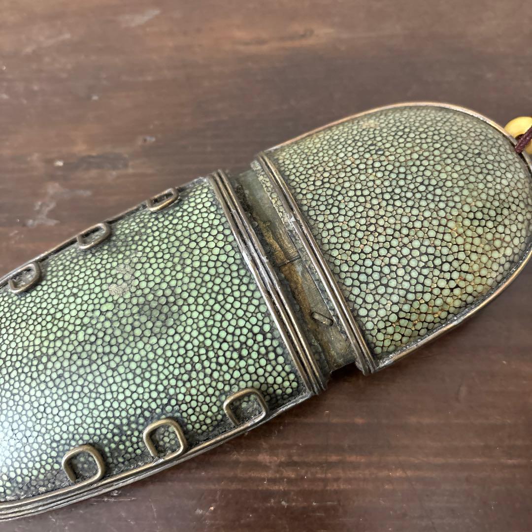 李朝時代後期 眼鏡匣 鮫皮　朝鮮王朝　アンティーク　韓国骨董　古道具　清朝