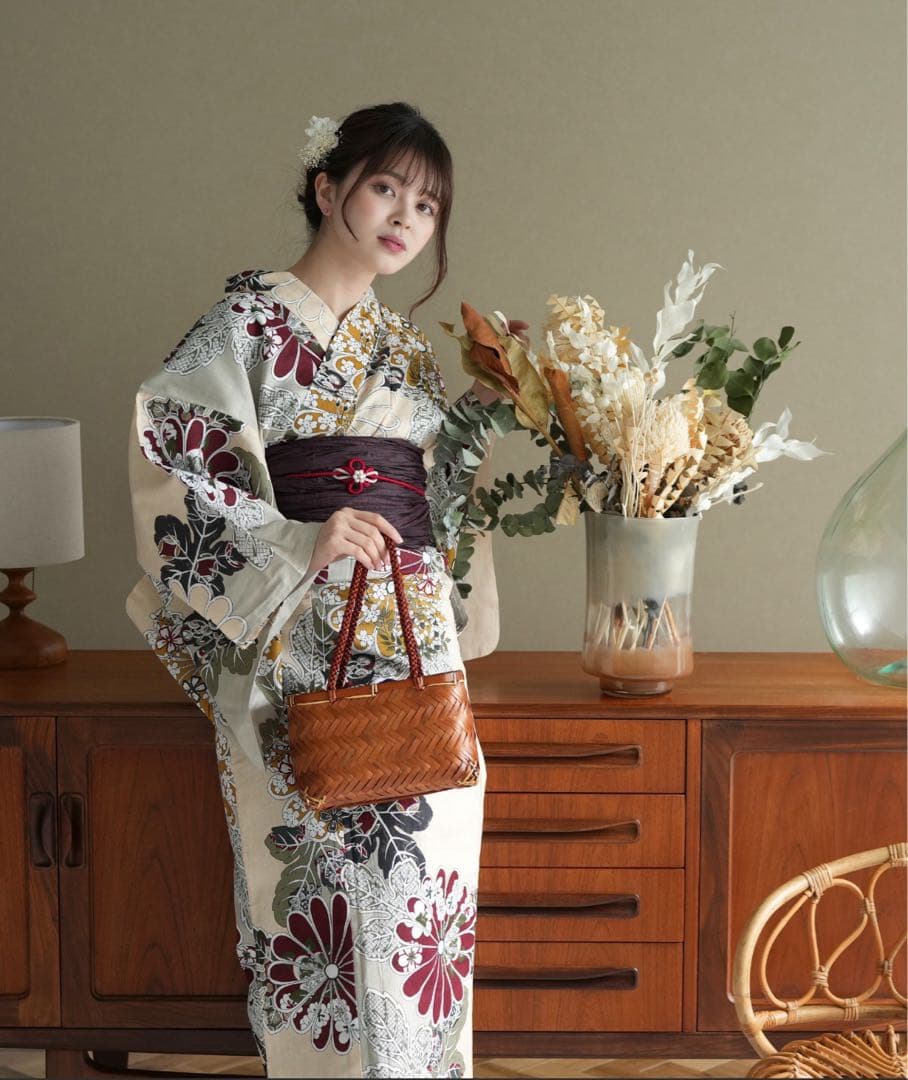 【美品】浴衣　花柄