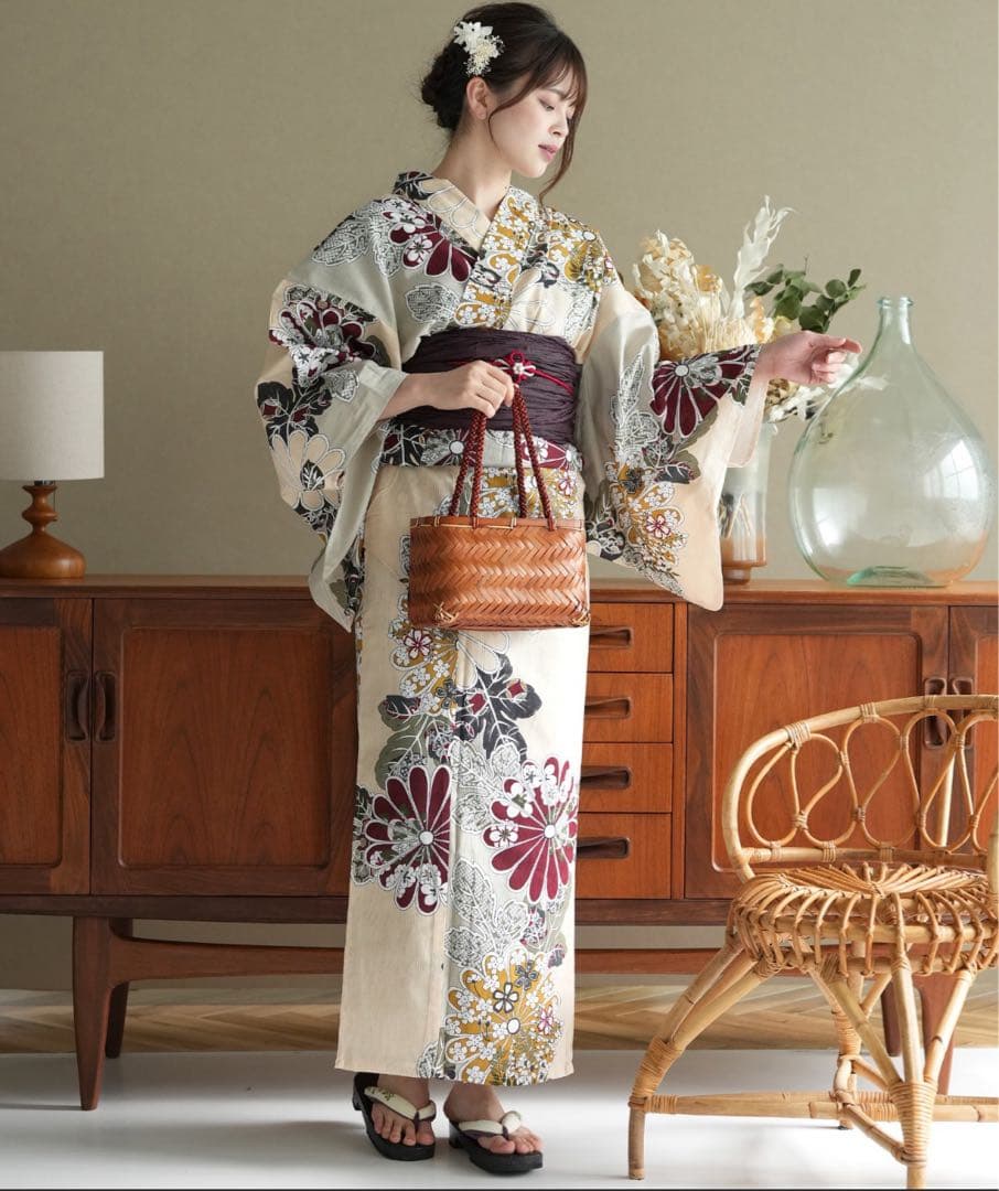 【美品】浴衣　花柄