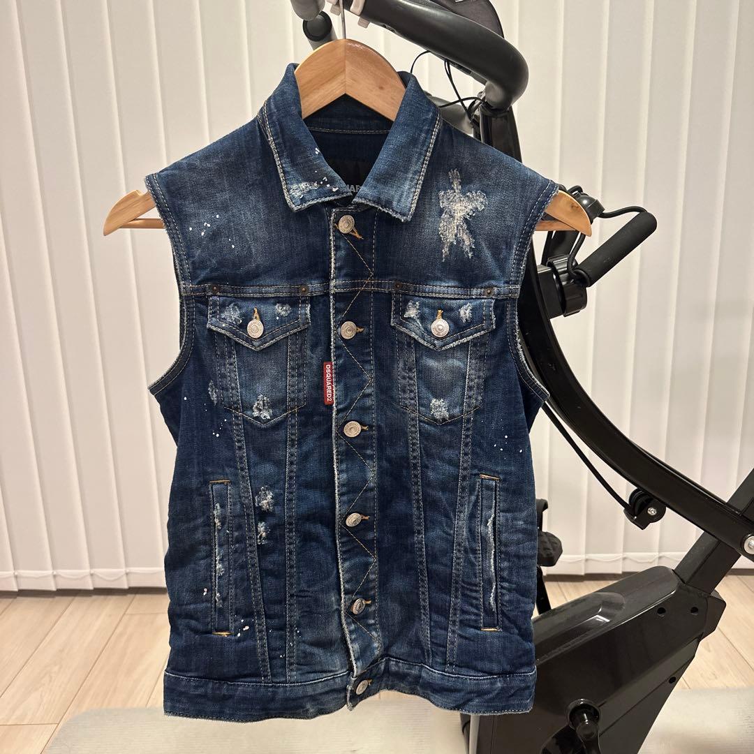 DSQUARED2 デニムブルー ノースリーブベスト 44