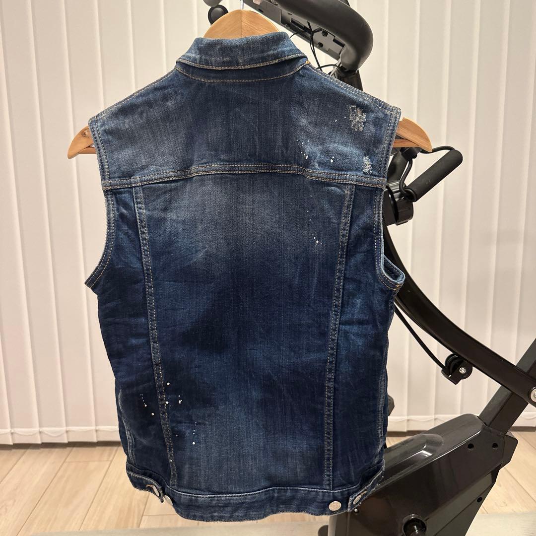DSQUARED2 デニムブルー ノースリーブベスト 44