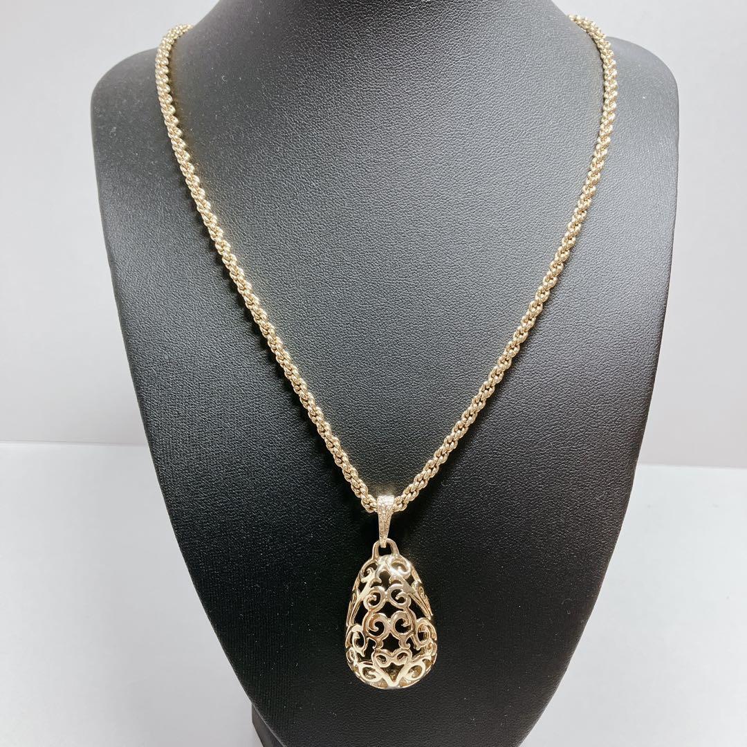 イヴサンローラン　ネックレス　しずく　ゴールド　透かし　YSL ティアドロップ