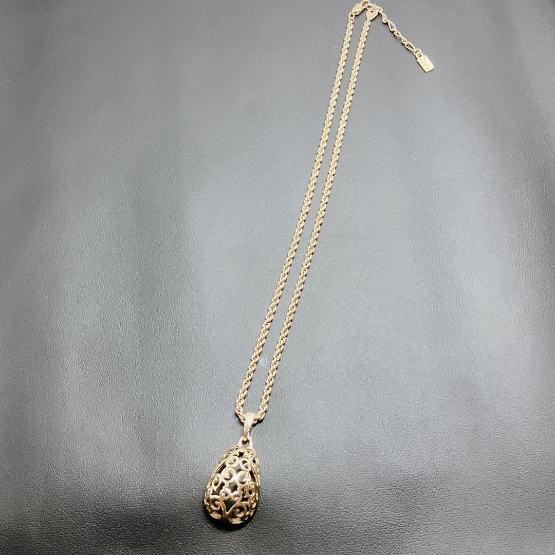 イヴサンローラン　ネックレス　しずく　ゴールド　透かし　YSL ティアドロップ