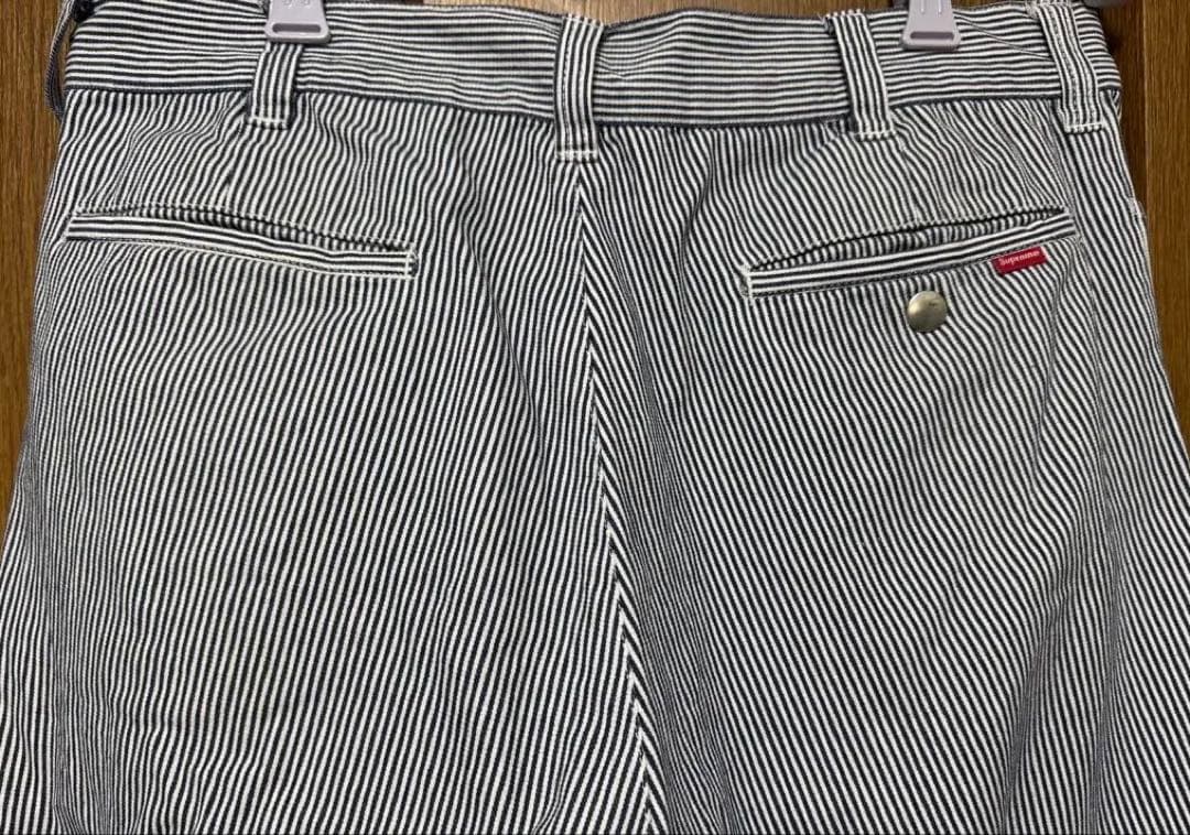supreme シュプリーム ヒッコリー ストライプ ワークパンツ 32