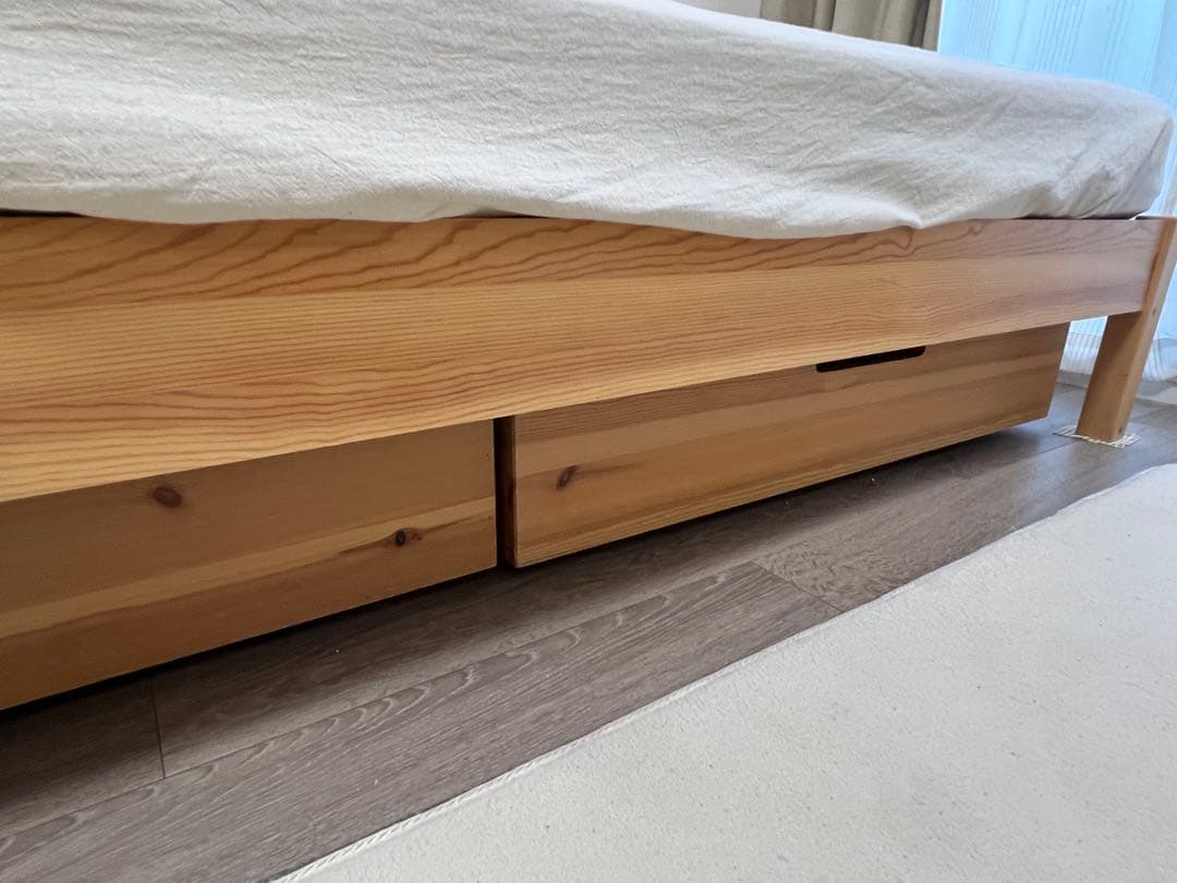 木製シングルベッドフレーム 引き出し付き