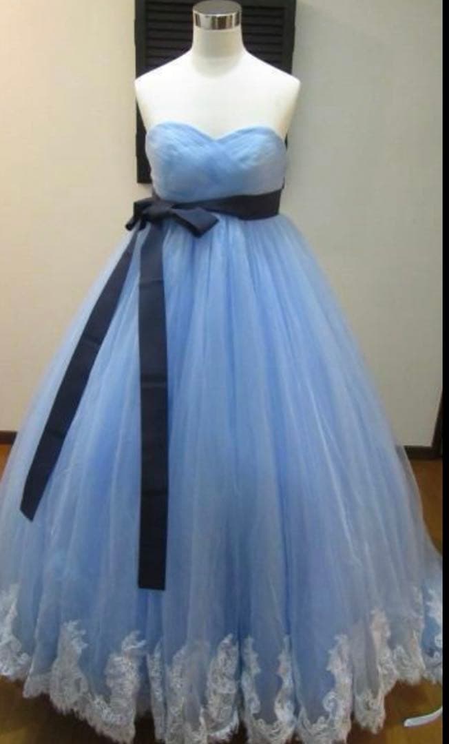 カラードレス　水色　マタニティ　ウエディング