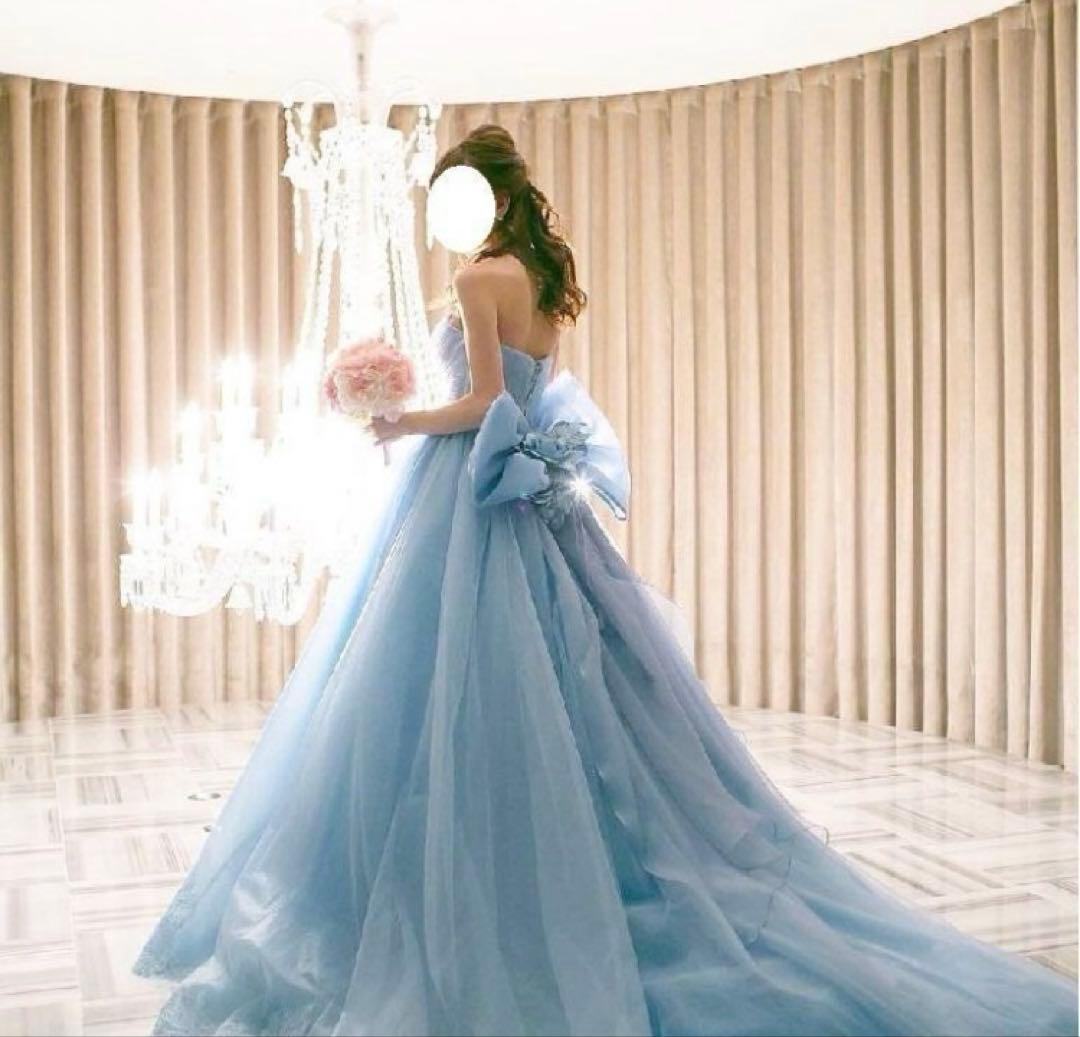 カラードレス　水色　マタニティ　ウエディング