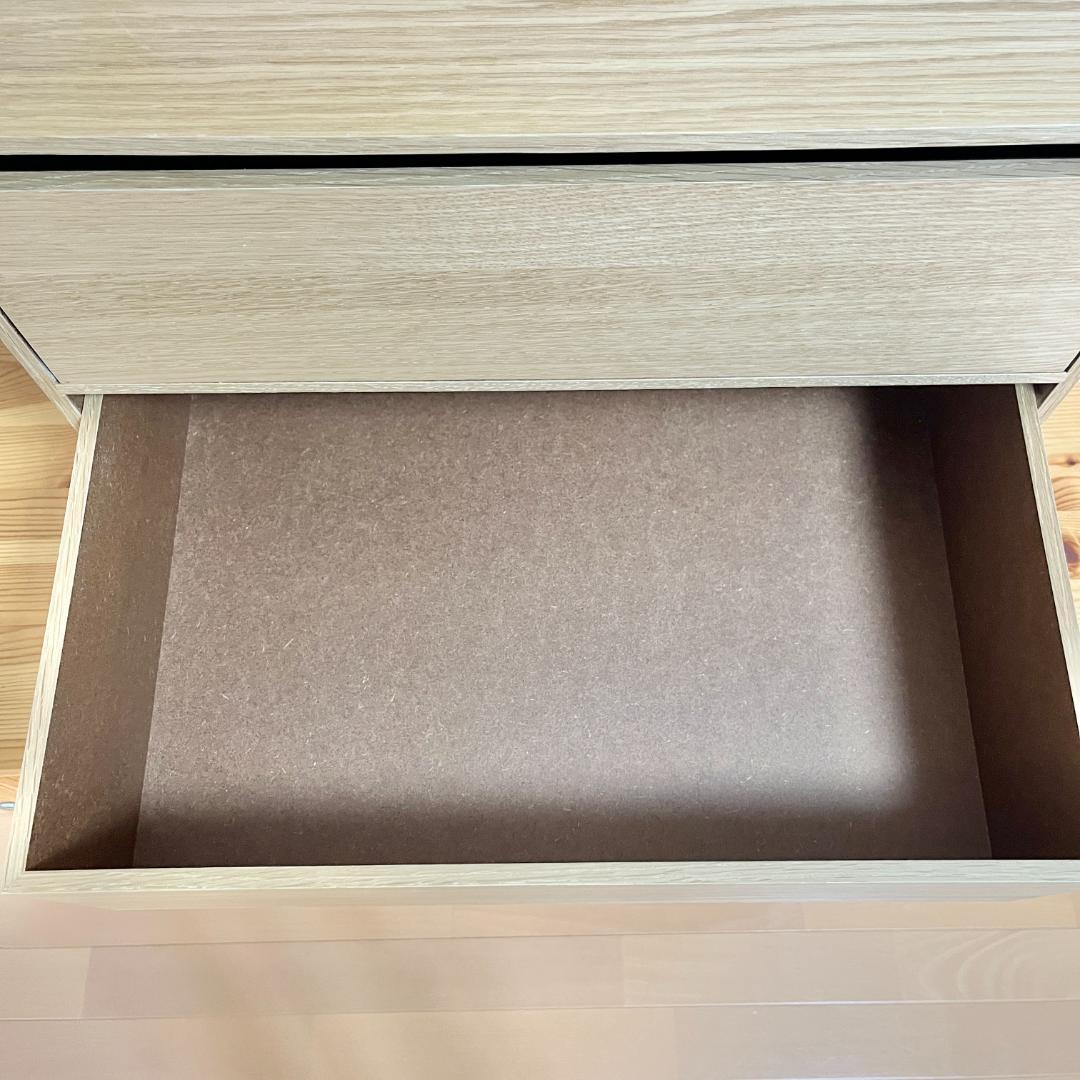 廃盤品　無印良品 ステンレスユニットシェルフ用木製収納ケース 引出式2段 ワイド