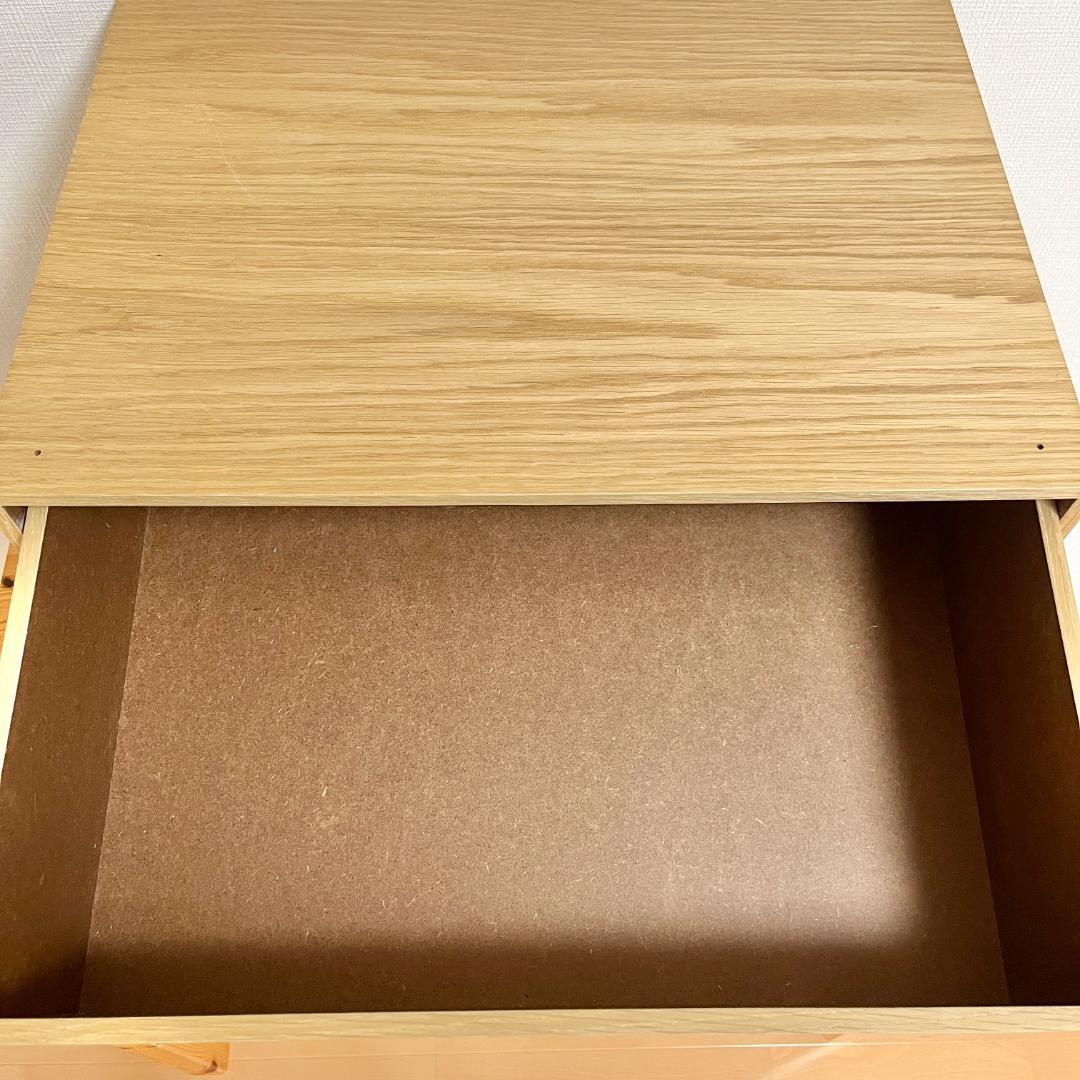 廃盤品　無印良品 ステンレスユニットシェルフ用木製収納ケース 引出式2段 ワイド