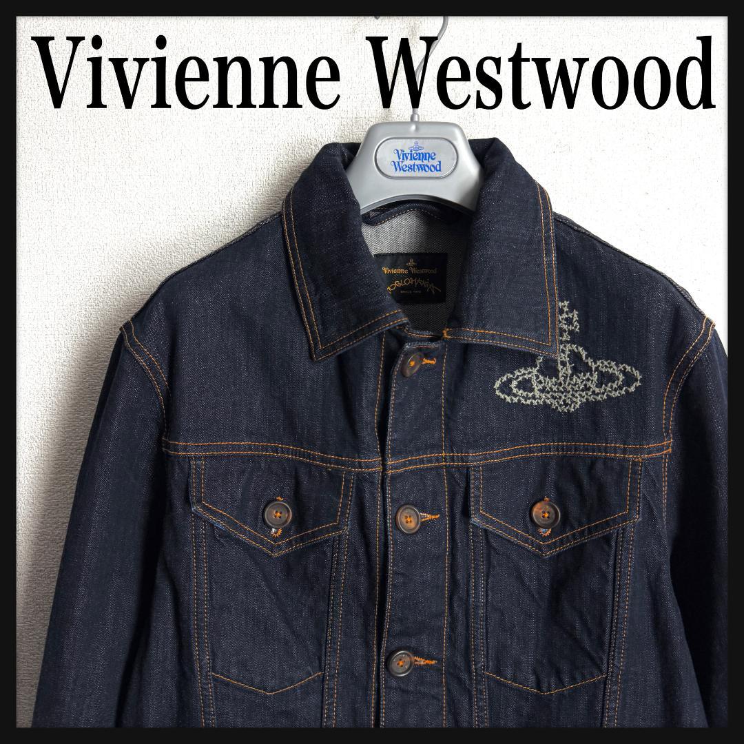 【スクイグル柄☆オーブ刺繍】ヴィヴィアンウエストウッド デニムジャケット