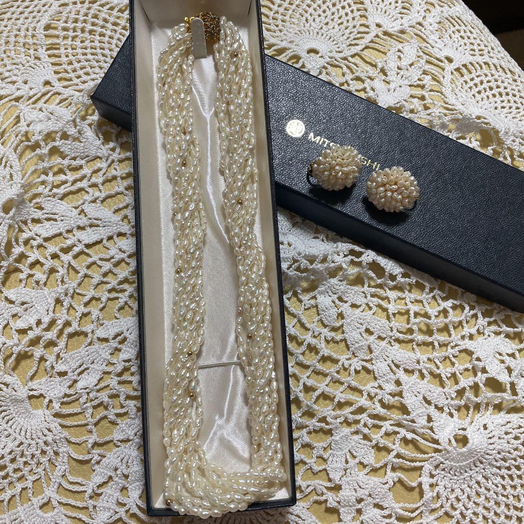 淡水パール10連ネックレス＆イヤリング