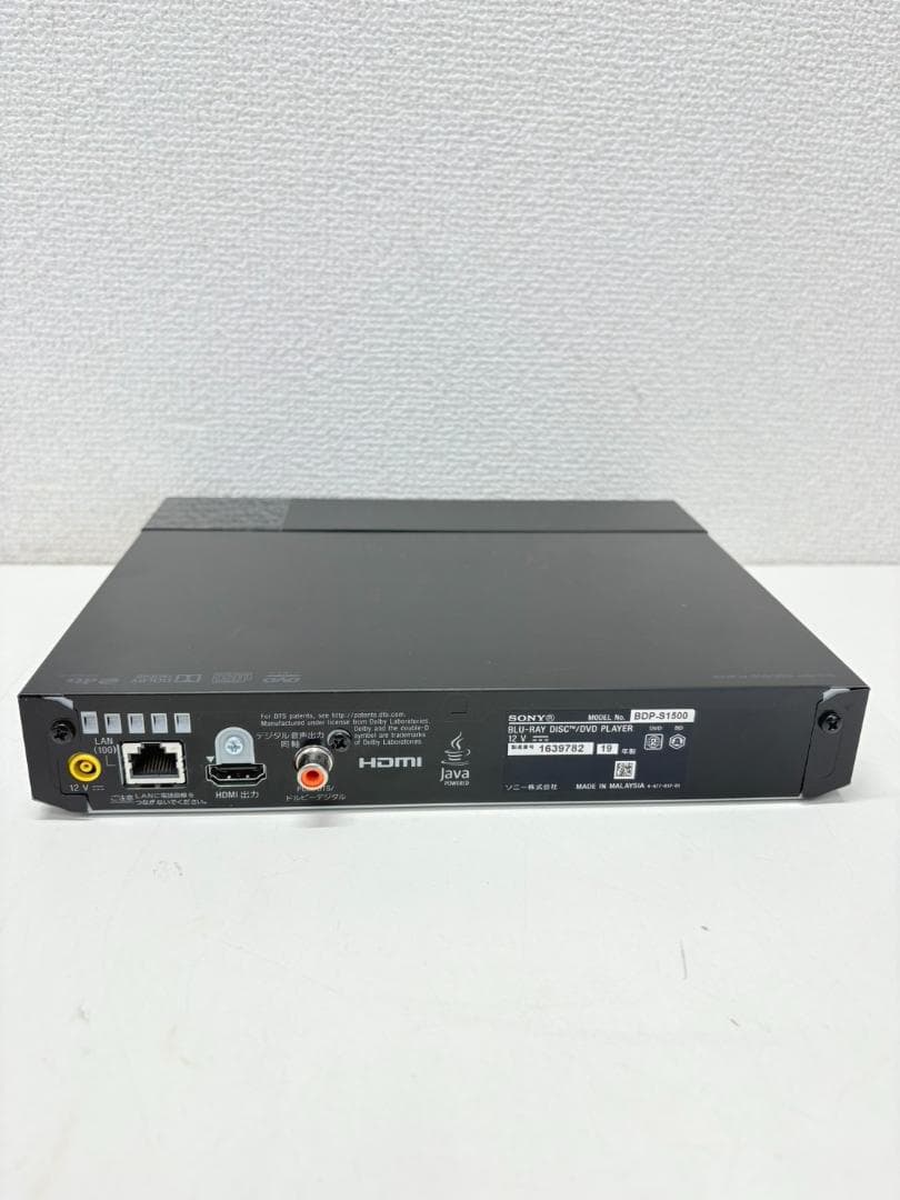 SONY2019年製ブルーレイディスク/DVDプレーヤー（BDP-S1500）