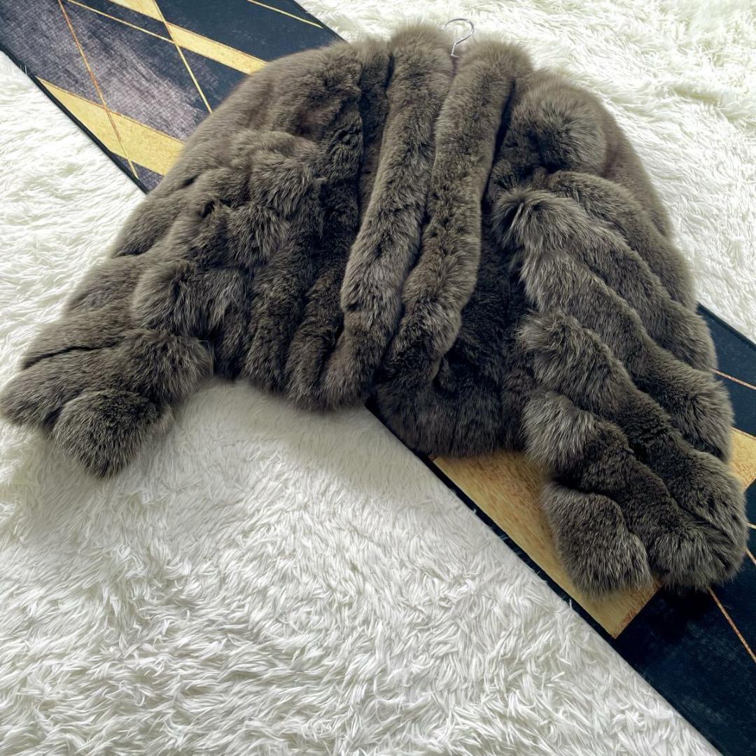 極肉厚◎/着丈48 サガフォックス クロップド/ショート ファーコート 毛皮 L