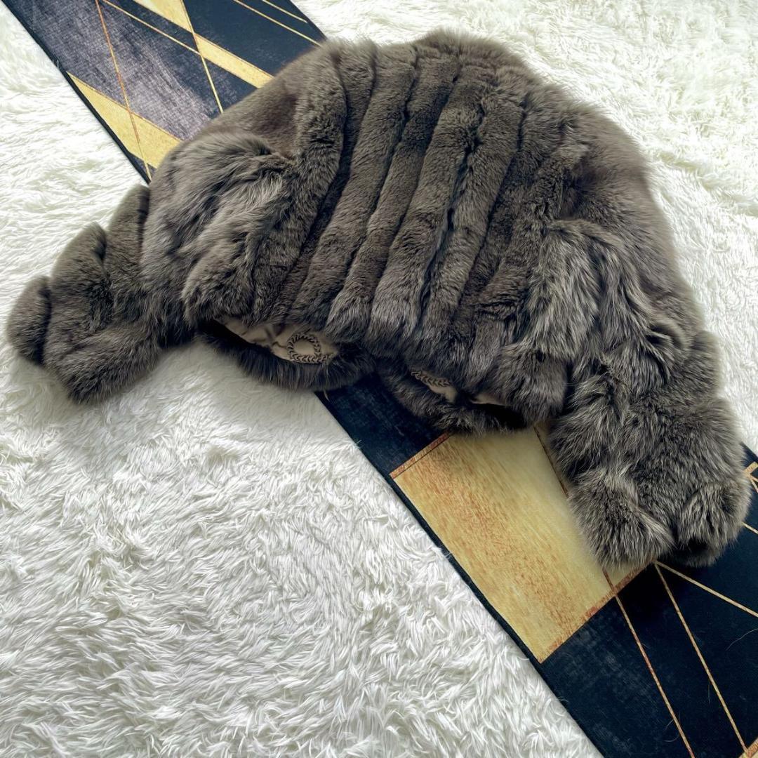 極肉厚◎/着丈48 サガフォックス クロップド/ショート ファーコート 毛皮 L