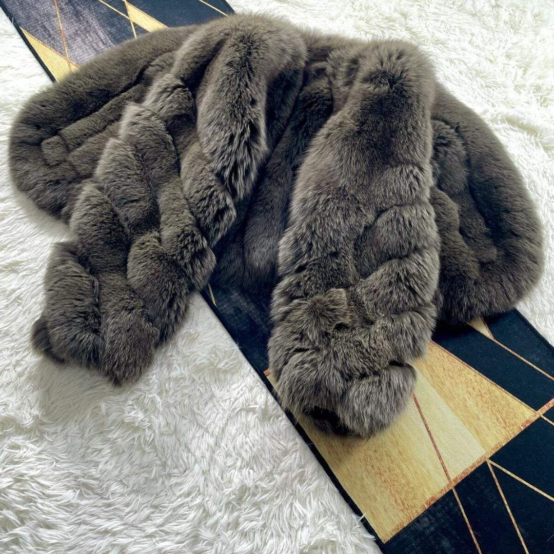 極肉厚◎/着丈48 サガフォックス クロップド/ショート ファーコート 毛皮 L