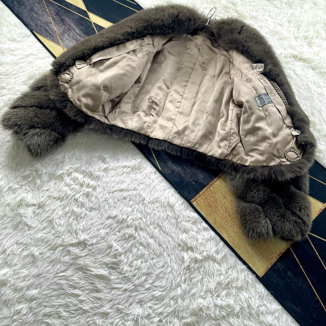 極肉厚◎/着丈48 サガフォックス クロップド/ショート ファーコート 毛皮 L