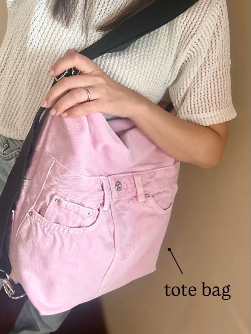 h*e様 デニムリメイク　3wayバッグ リュック　トート　ショルダー　ピンク