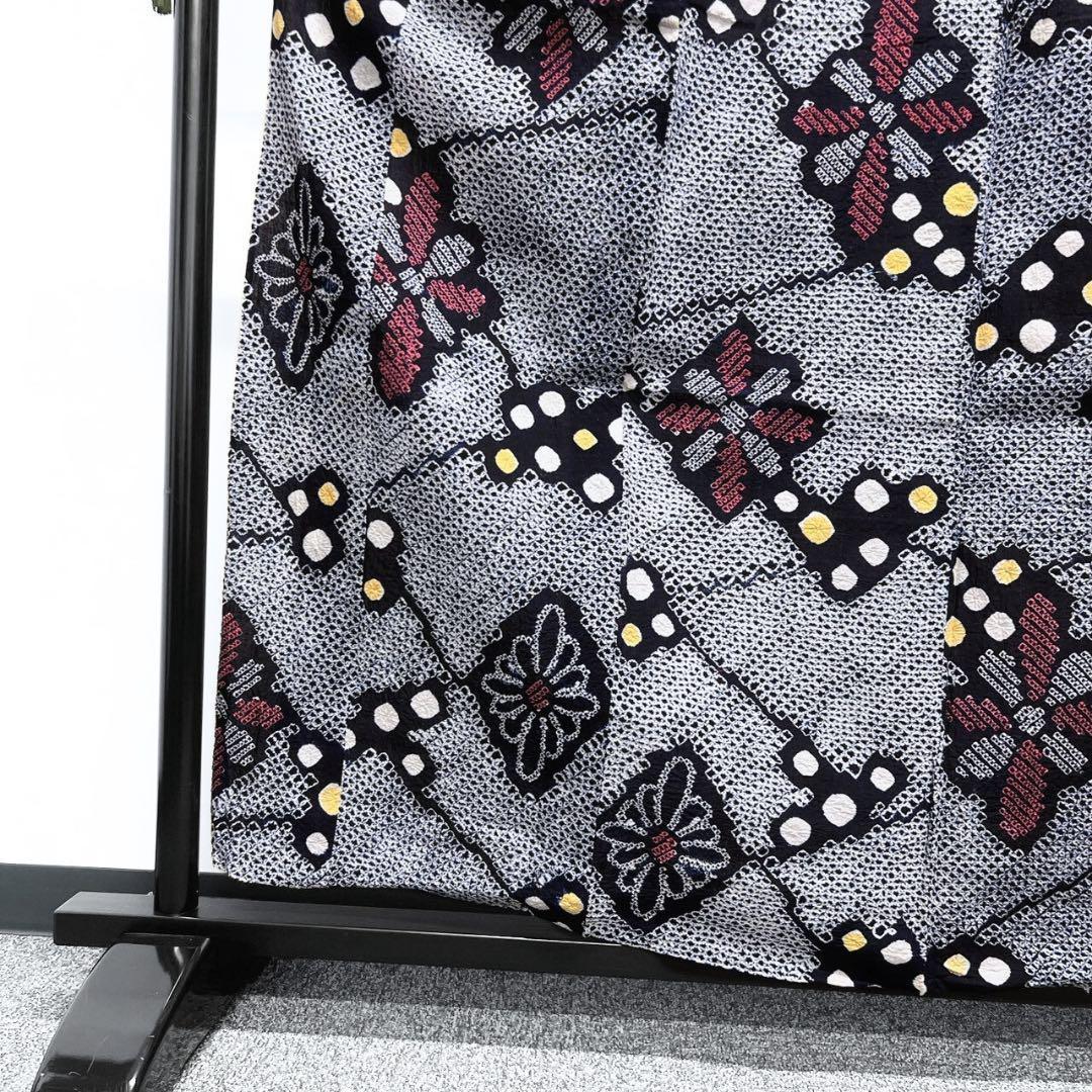 浴衣　有松鳴海絞り　ドット　花菱　着物　055w p