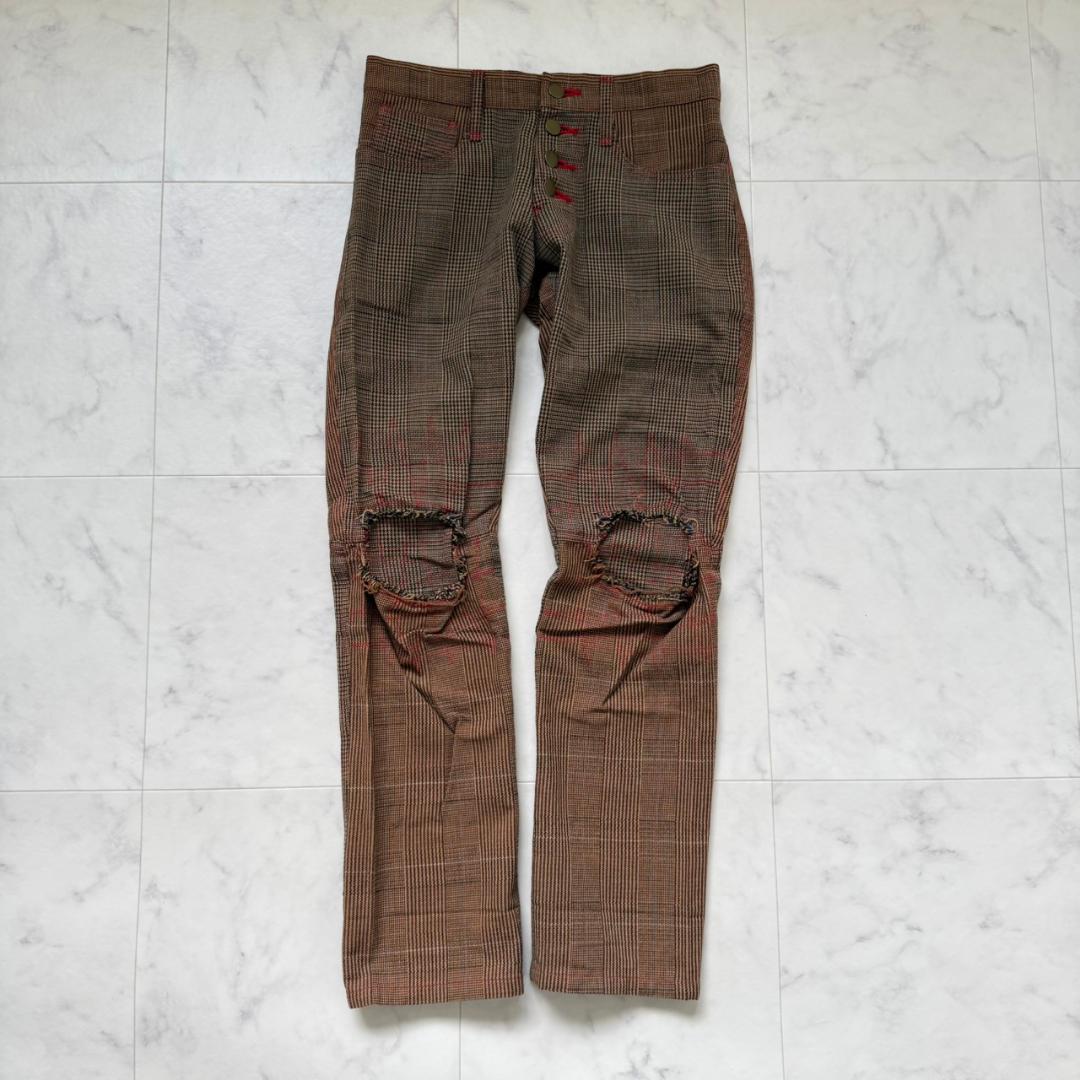 Christopher Nemeth 立体裁断　チェックパンツ ブラウン S