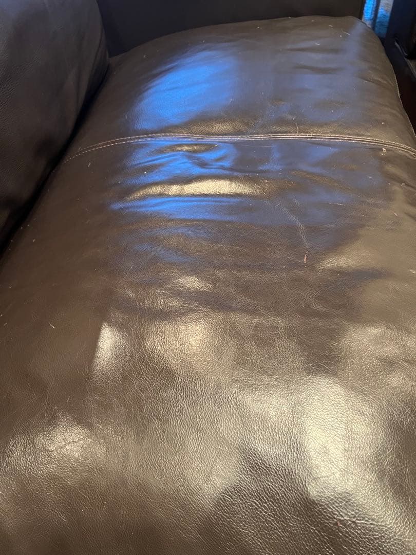 【1/3】moda en casa ダークブラウン レザー コーナーソファ L字