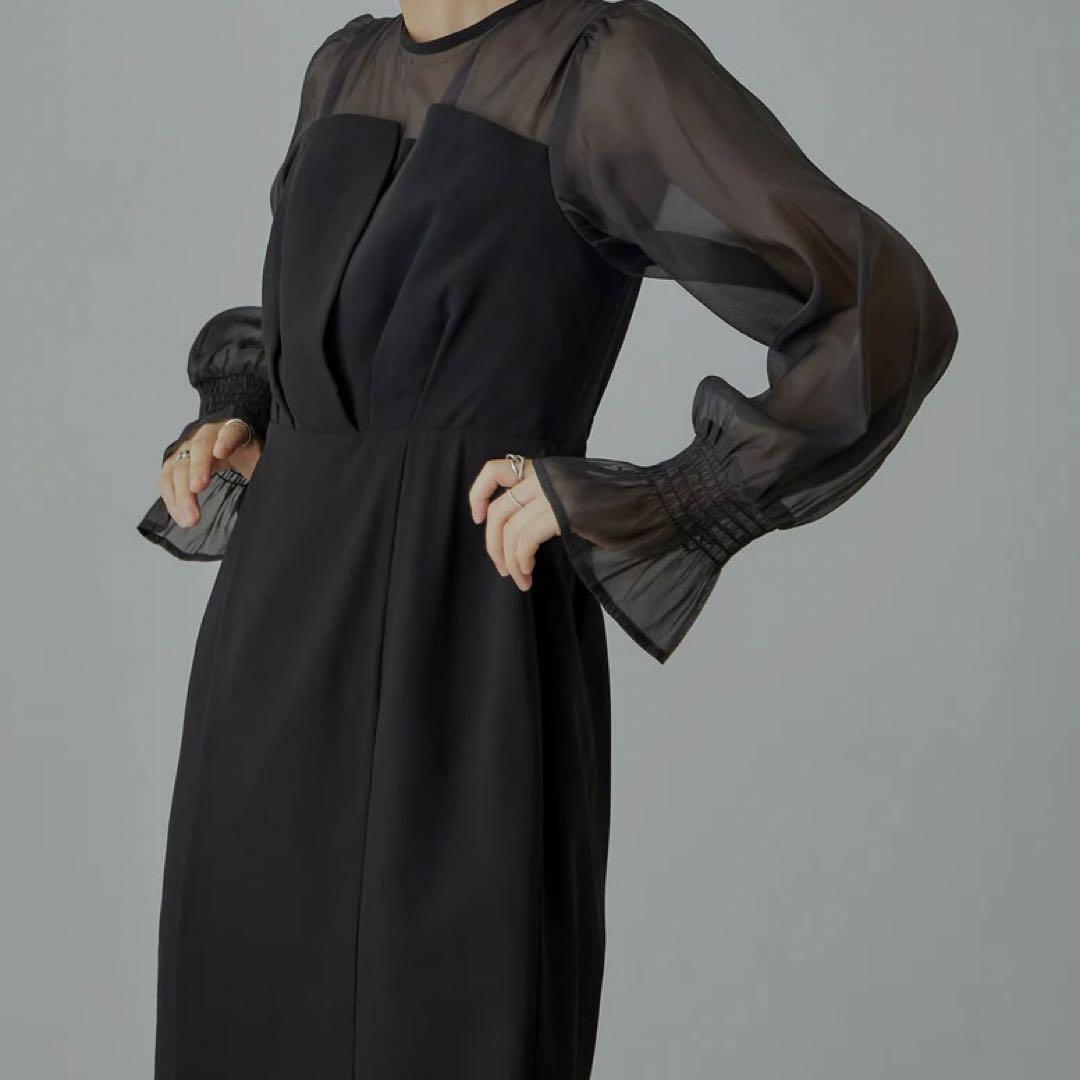 【niana】《美品》ビスチェ風ボリュームスリーブシフォンドレス