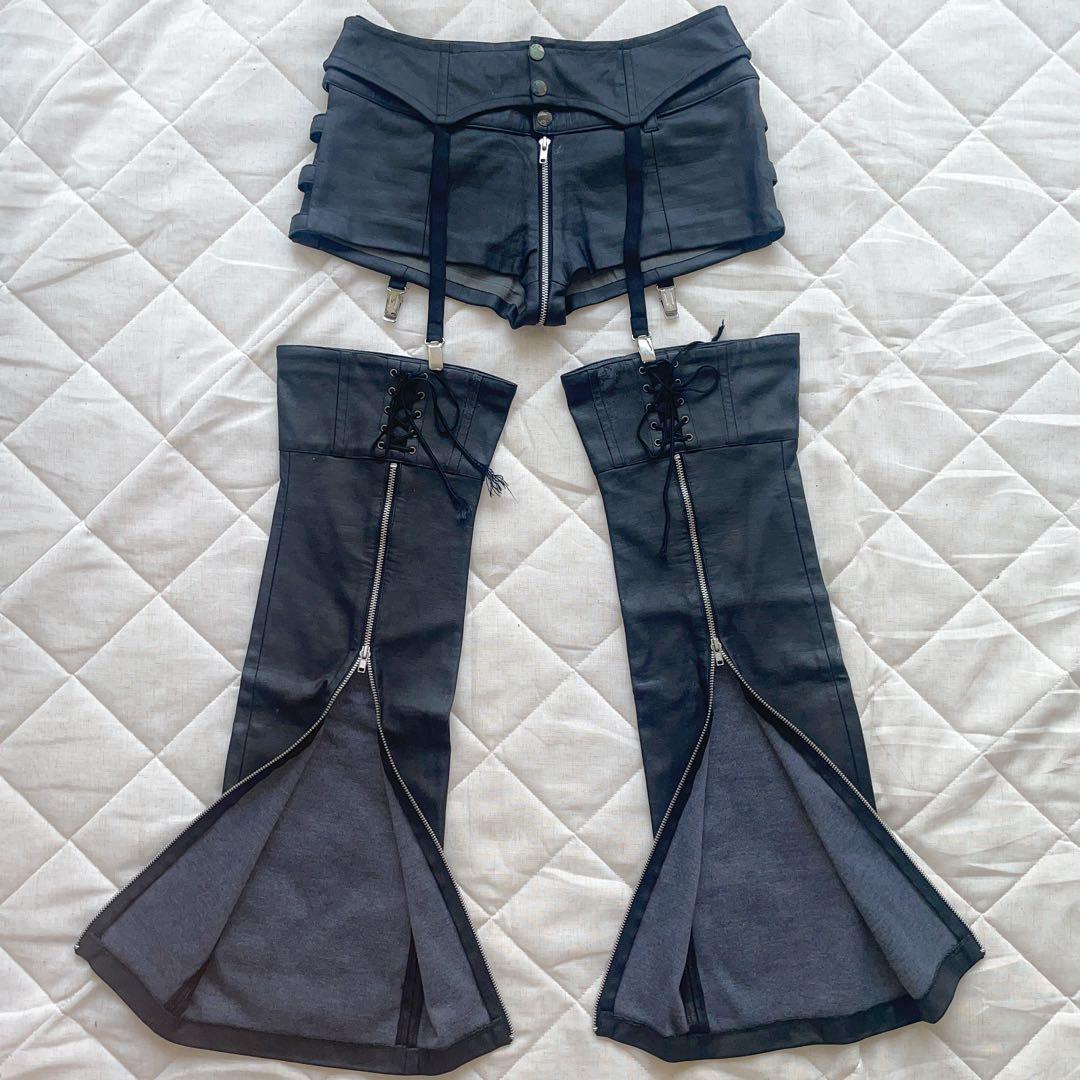 00s 希少 na+h 3点セット ガーター&ショーパン&レッグカバー 合皮