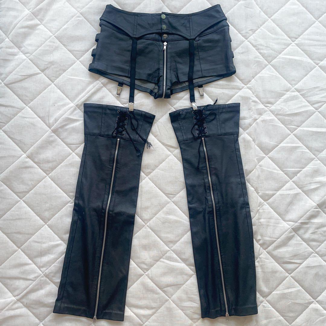 00s 希少 na+h 3点セット ガーター&ショーパン&レッグカバー 合皮