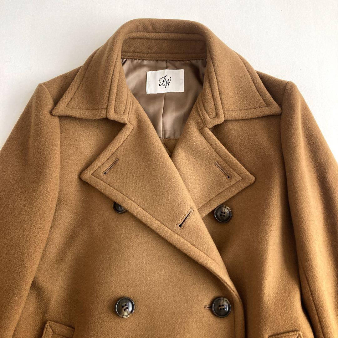 フレームワーク ピーコート カシミヤ ウール ハーフコート ダブル キャメル