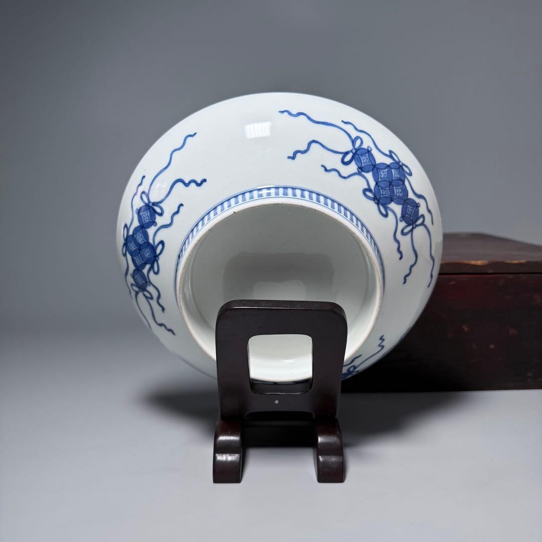 後期鍋島　色鍋島　色絵霞秋草文皿　萩　撫子　桔梗　菊　秋草　納箱付　19.3cm