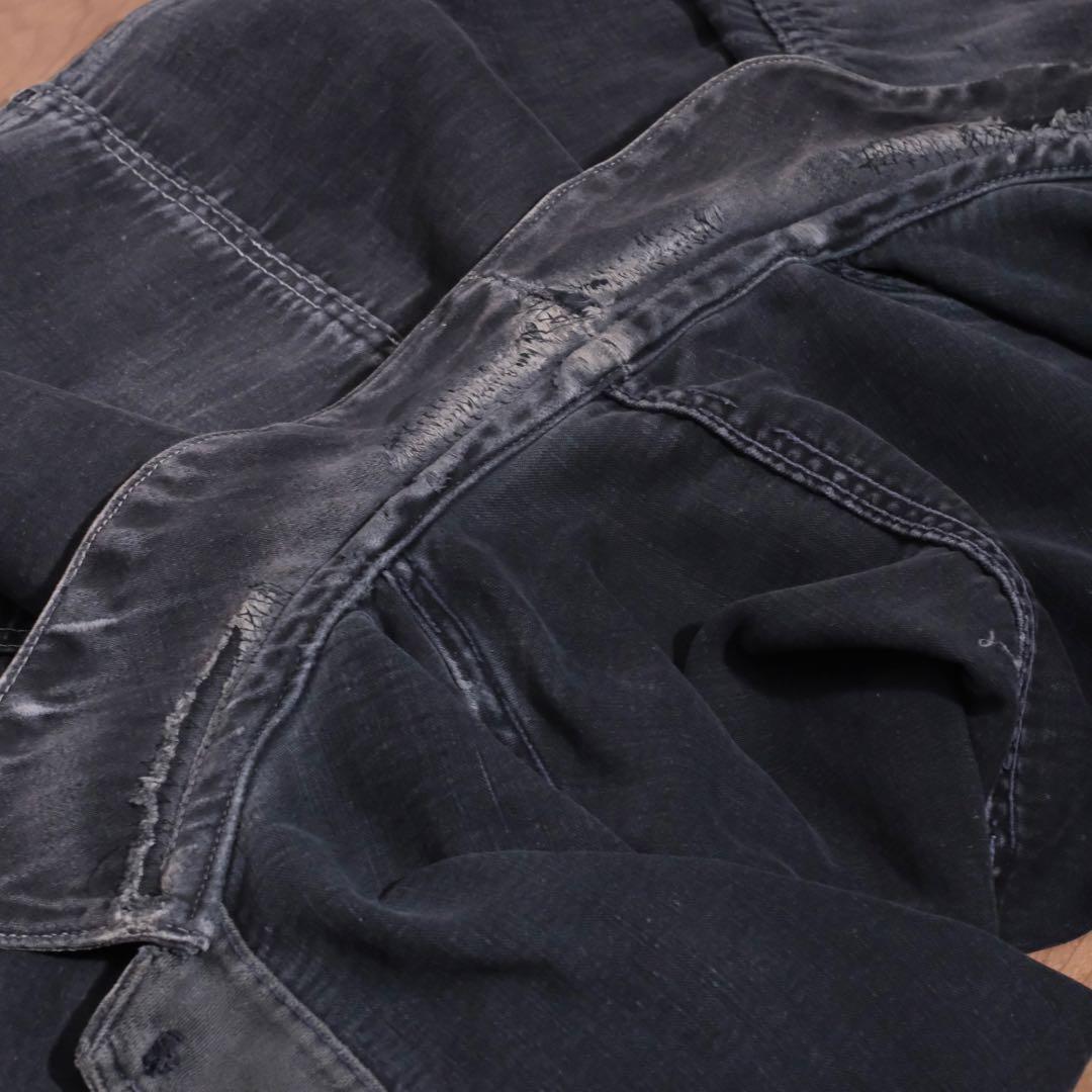 40-50s Vintage フレンチ ブラックモールスキン ジャケット Vポケ