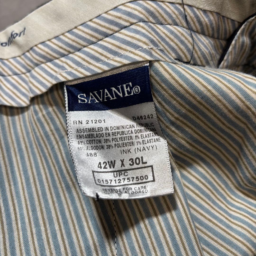 古着 90s SAVANE 3タック ワイド スラックス 極太 ブラック パンツ