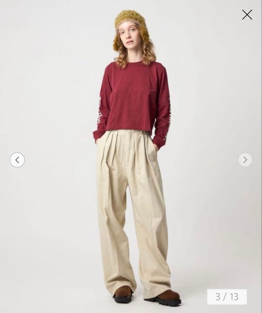 6 roku コットンレーヨンタックパンツ