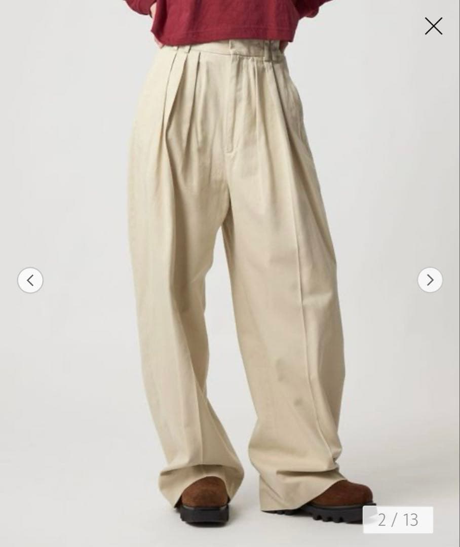 6 roku コットンレーヨンタックパンツ