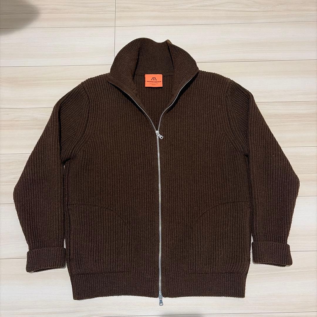 アンデルセンアンデルセン ドライバーズニット ブラウン ウール