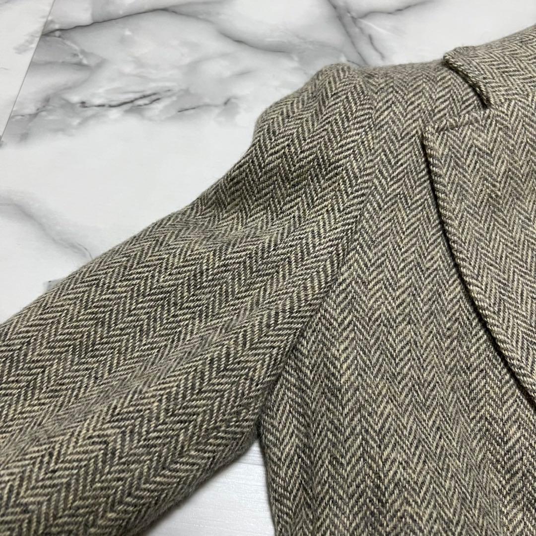 【美品】ラルフローレン　テーラードジャケット　ヘリンボーン アルパカ混 ヤギ革