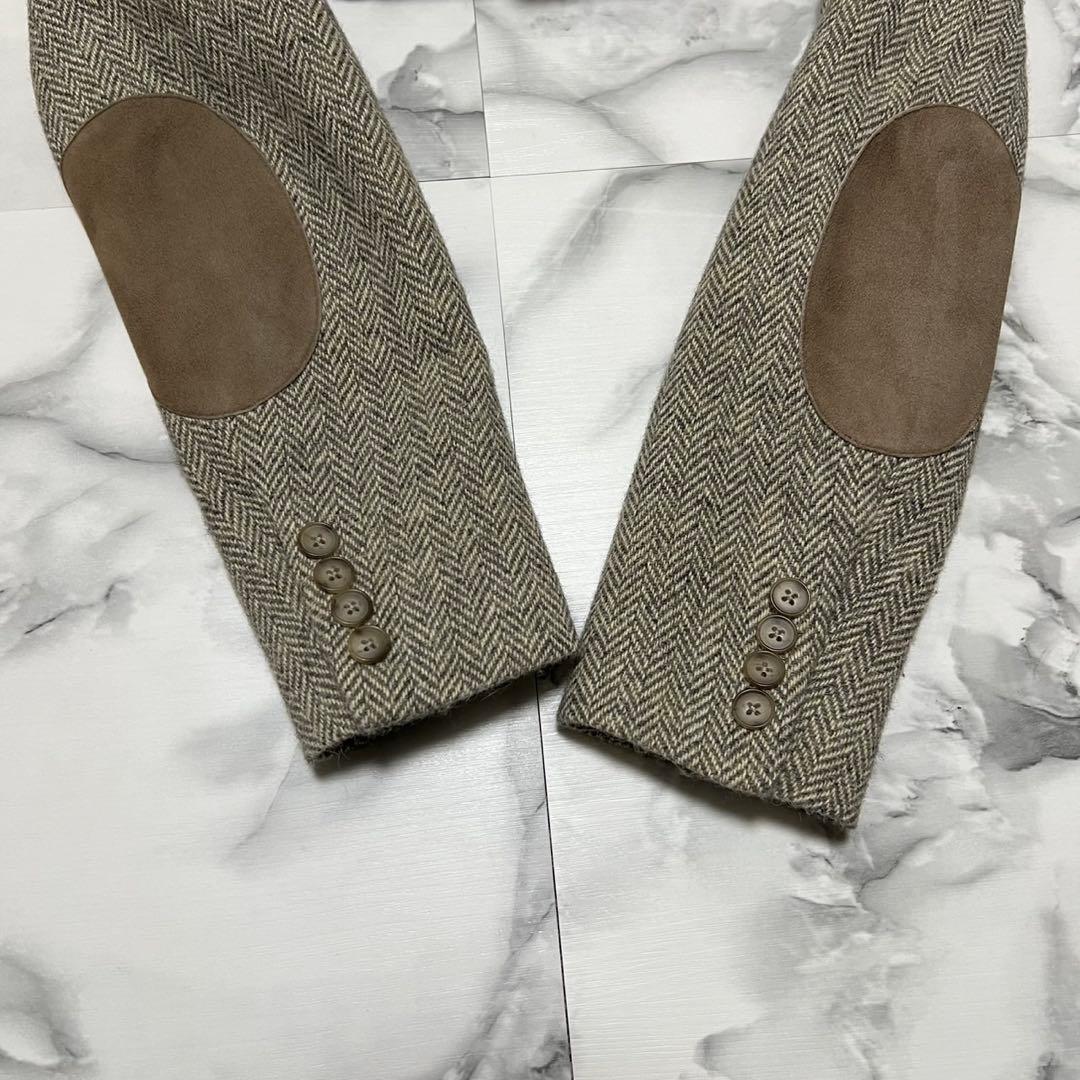 【美品】ラルフローレン　テーラードジャケット　ヘリンボーン アルパカ混 ヤギ革