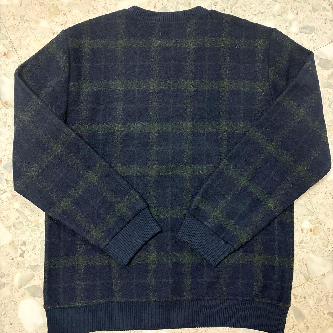 A.P.C. Mメンズ クルーネック　ウール　長袖スウェット　チェック　紺 緑