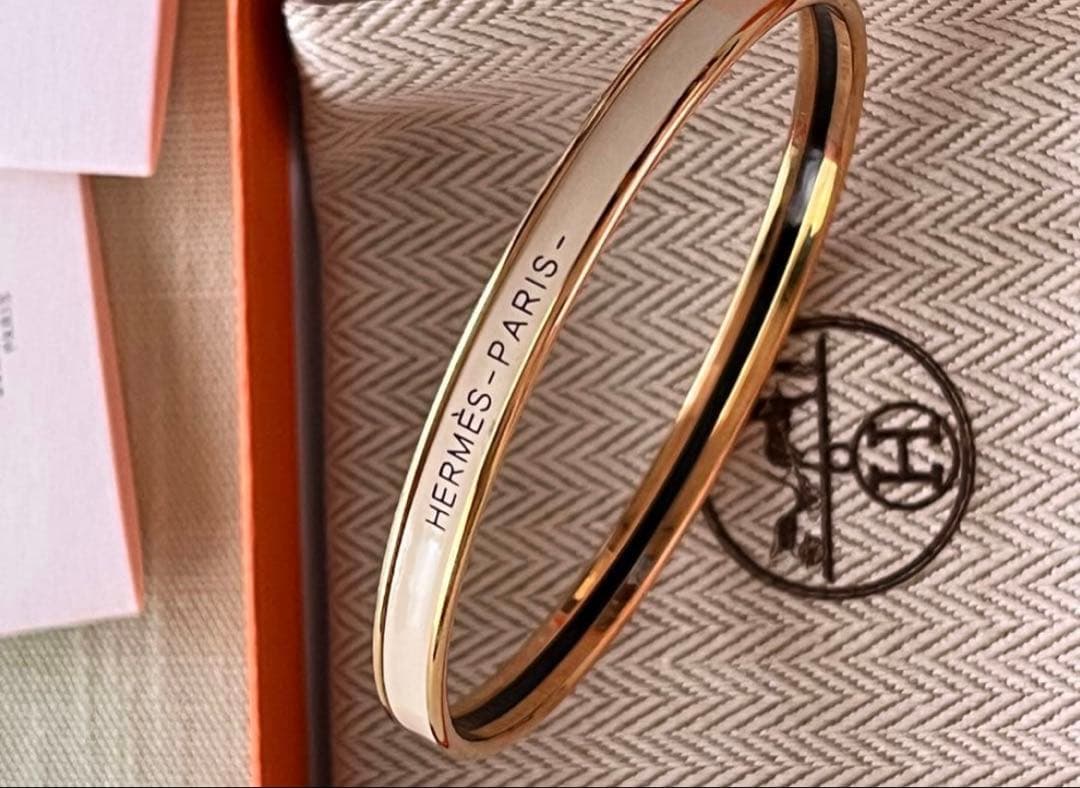 HERMES エルメス　ユニ　ブレスレット　バングル　クレーム　65
