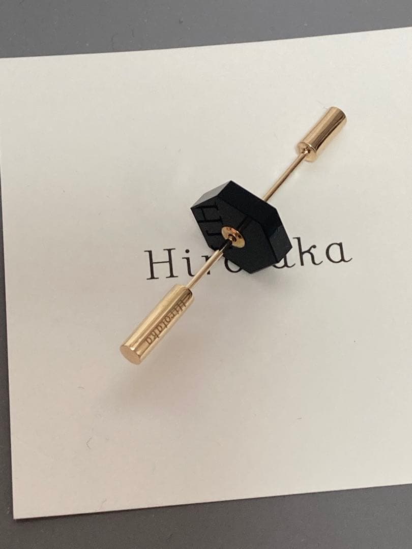 美品　hirotaka ヒロタカ　ショートスピア　ピアス / オニキス　k10