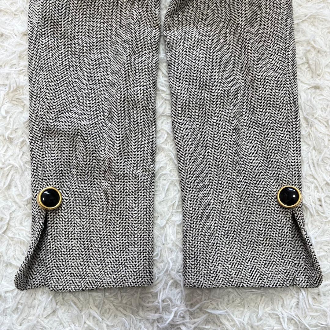 美品✨クリスチャンディオール ノーカラー ツイード ジャケット L ロゴボタン