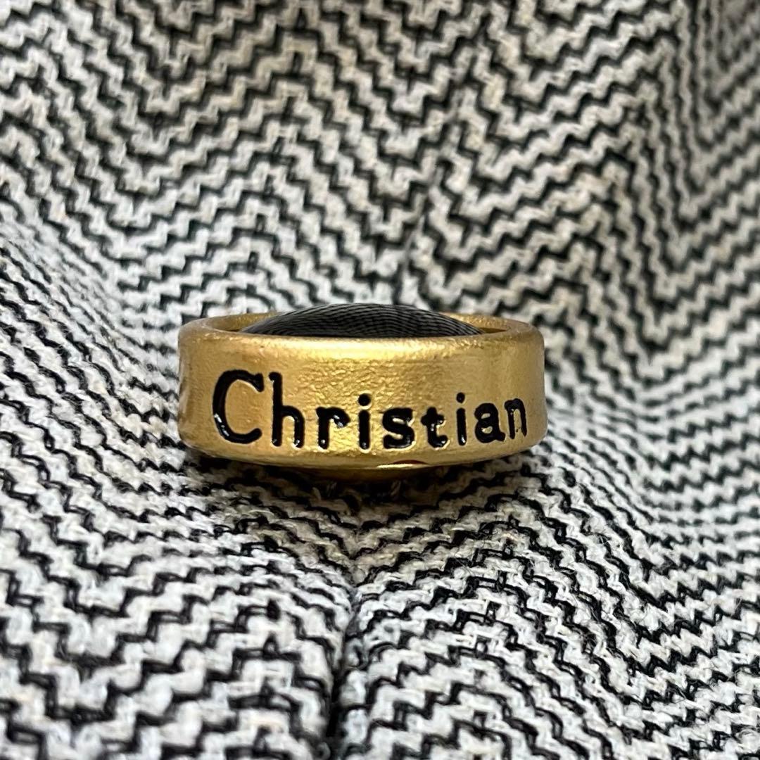 美品✨クリスチャンディオール ノーカラー ツイード ジャケット L ロゴボタン