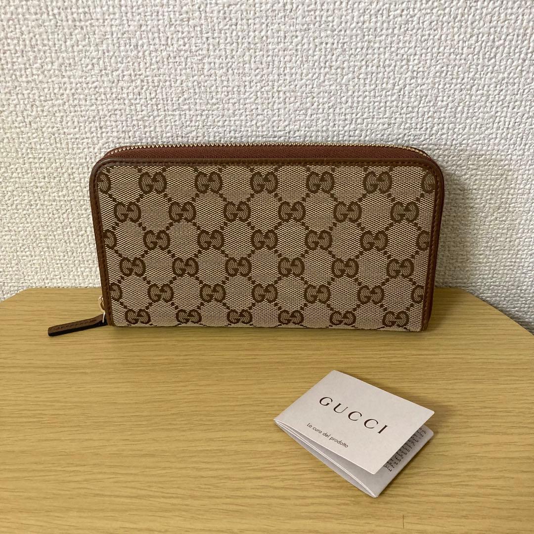 【未使用】GUCCI GGキャンパス　長財布 ベージュ/ブラウン