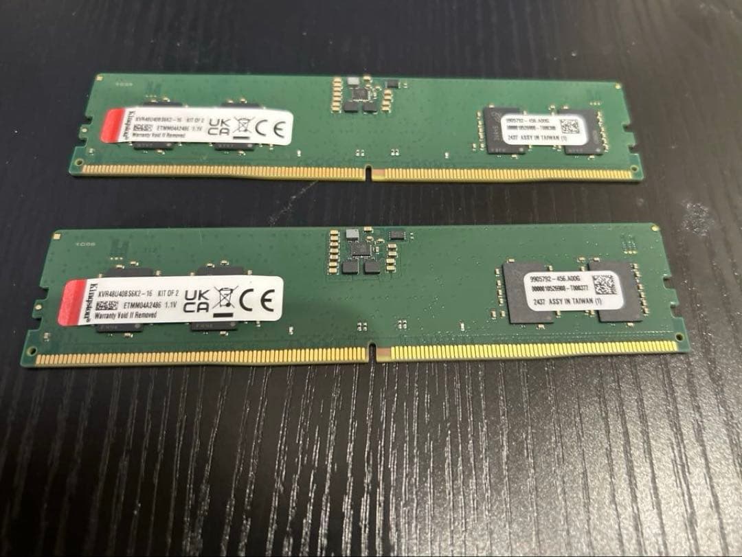 Kingston DDR5 16GB（8GB×2）4800 メモリ 箱無し