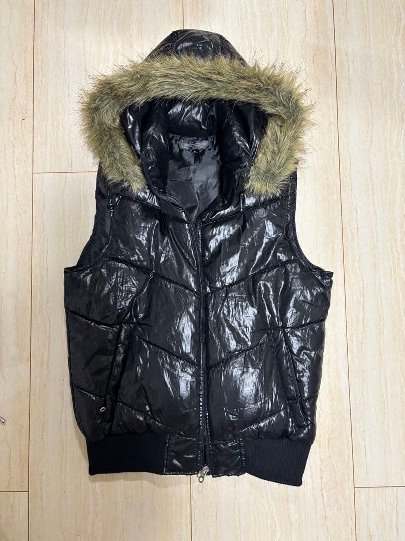 光沢　短丈 ファーダウンベスト　平成 ギャル　y2k Archive 男女兼用