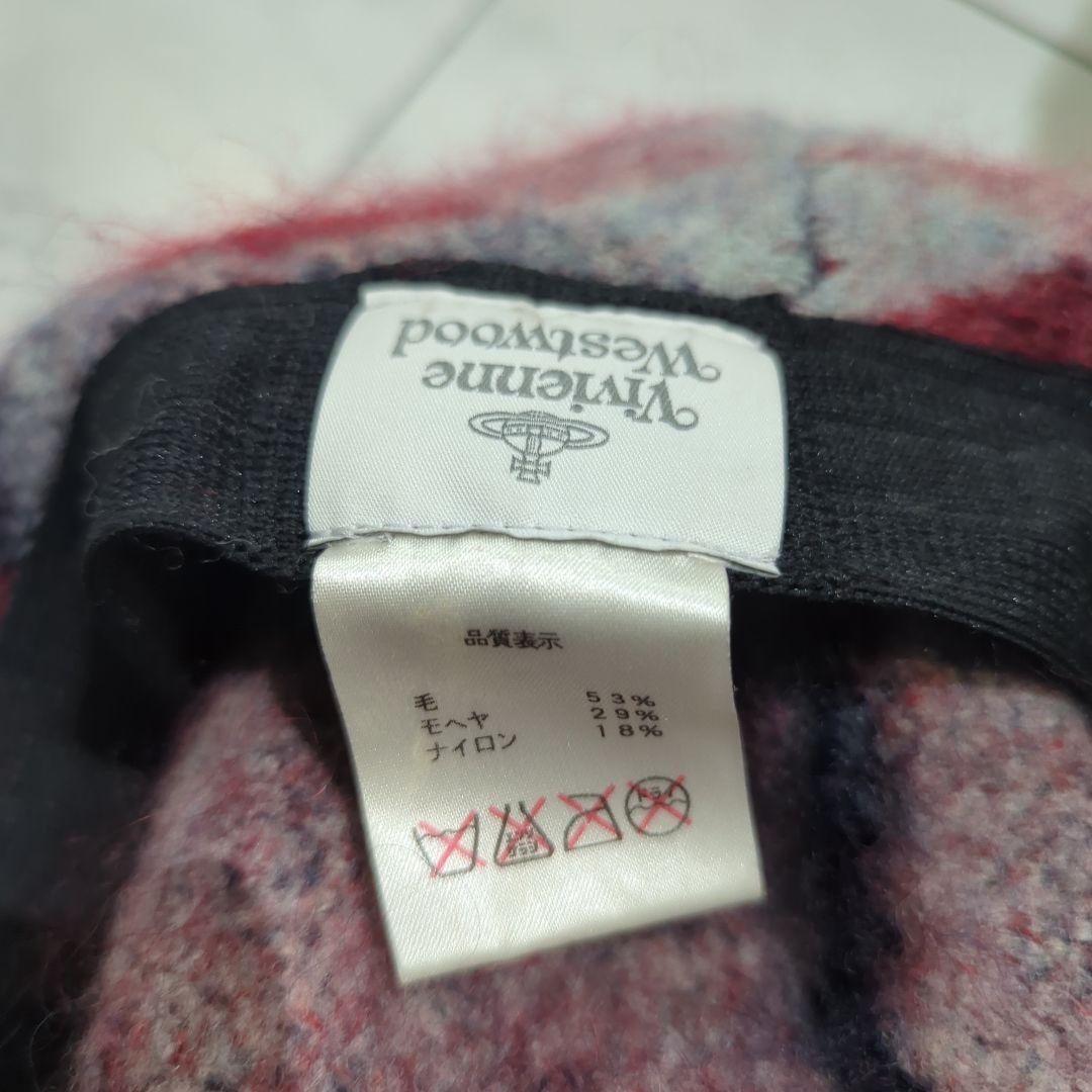 ヴィヴィアンウエストウッド ベレー帽 オーブ モヘア混 チェック