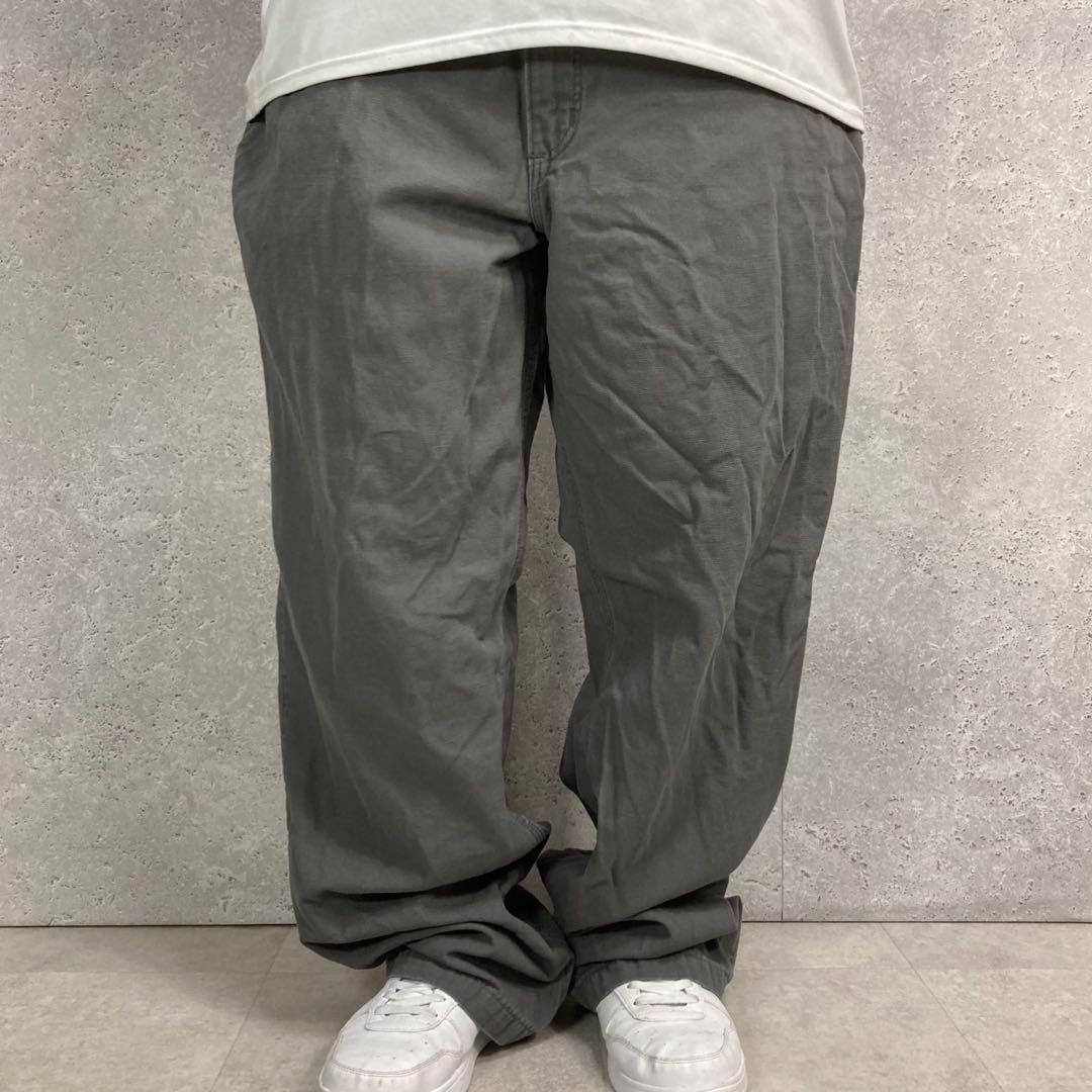 ３枚カーハート　グレー　ワークパンツ　ビックサイズ　古着　W44 L34
