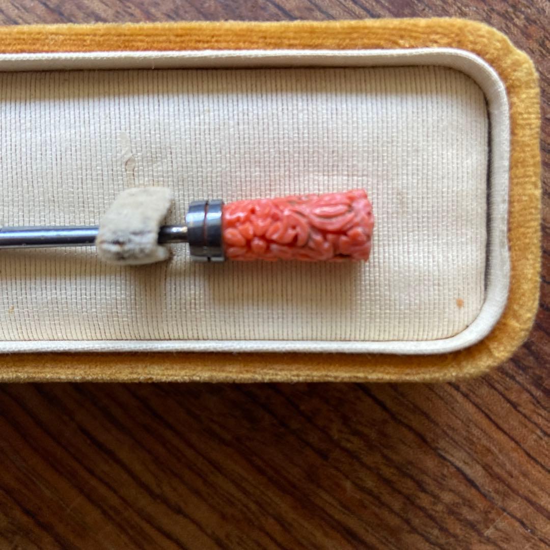 w*e様 アンティーク　珊瑚細工簪の装飾品