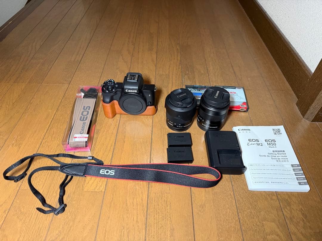 値下げ！Canon EOS Kiss M2 レンズ2本　バッテリー2個純正カバ