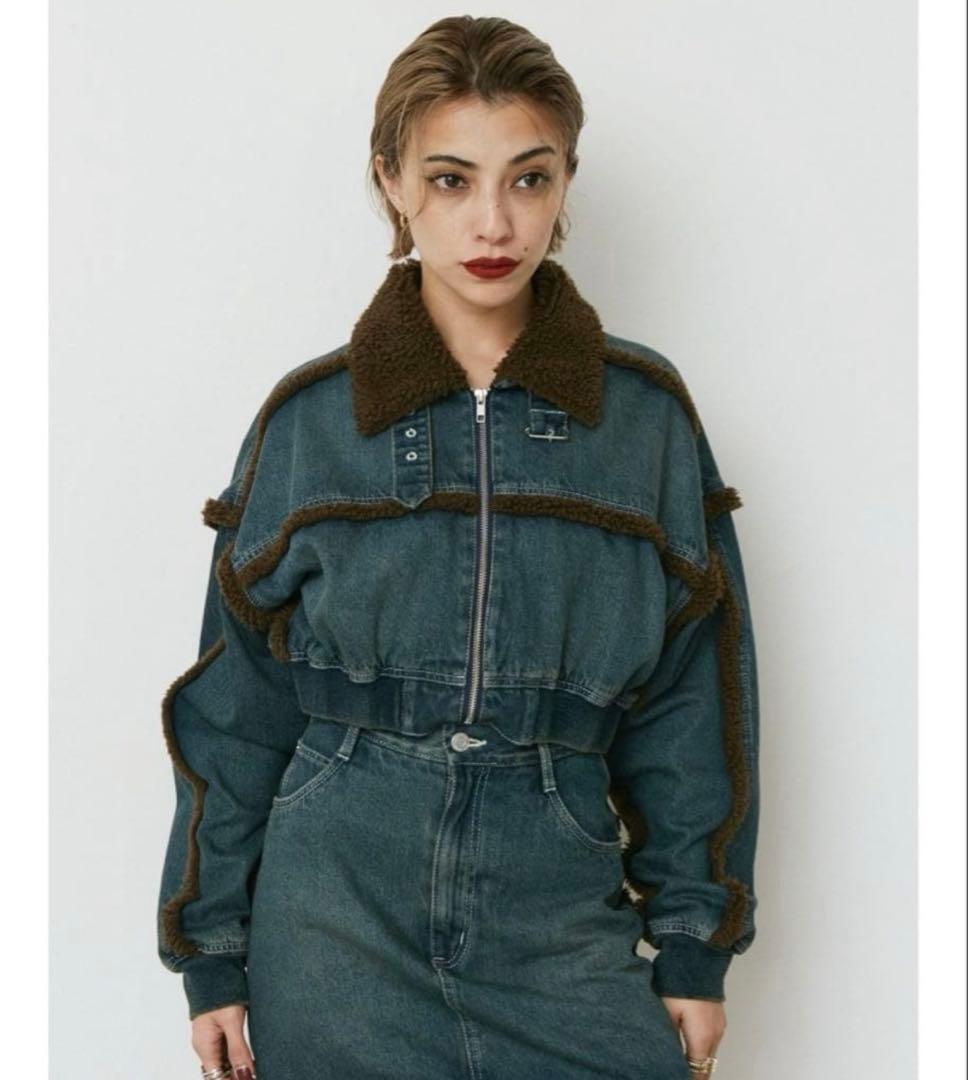 EVRIS デニムボア ブルゾン＆ミニスカート (セットアップ)