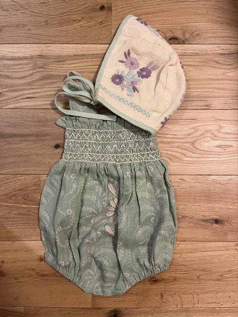 ロンパース・カバーオール Apolina Adina Romper & Joni Bonnet 6-12m